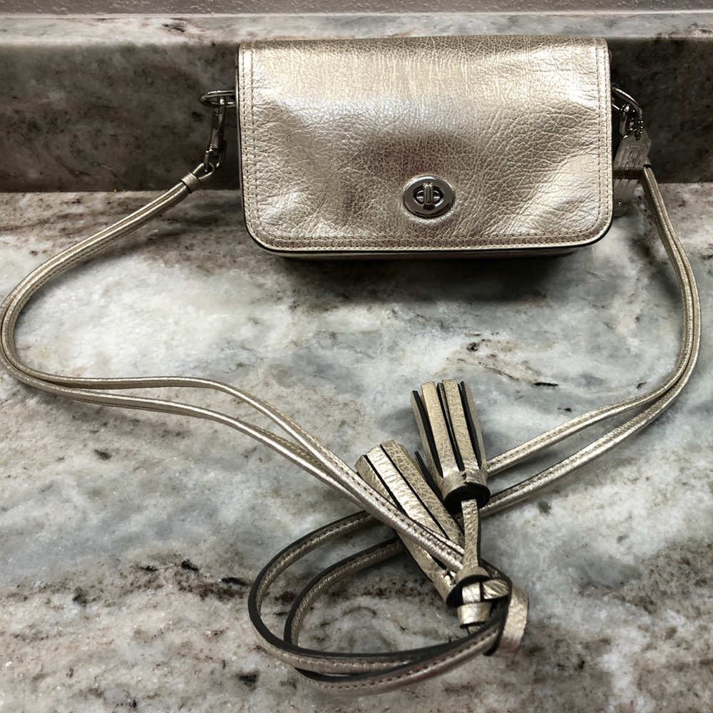 Gold/Pewter Coach Crossbody Bag